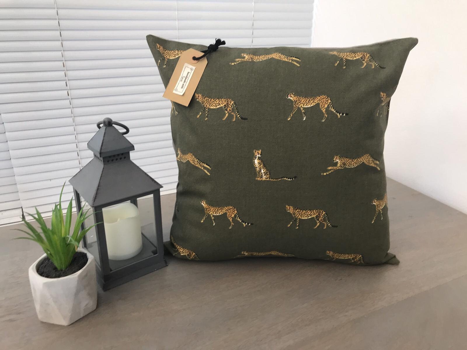 Sophie Allport 'cheetah' Fabric Handmade Cushion Etsy