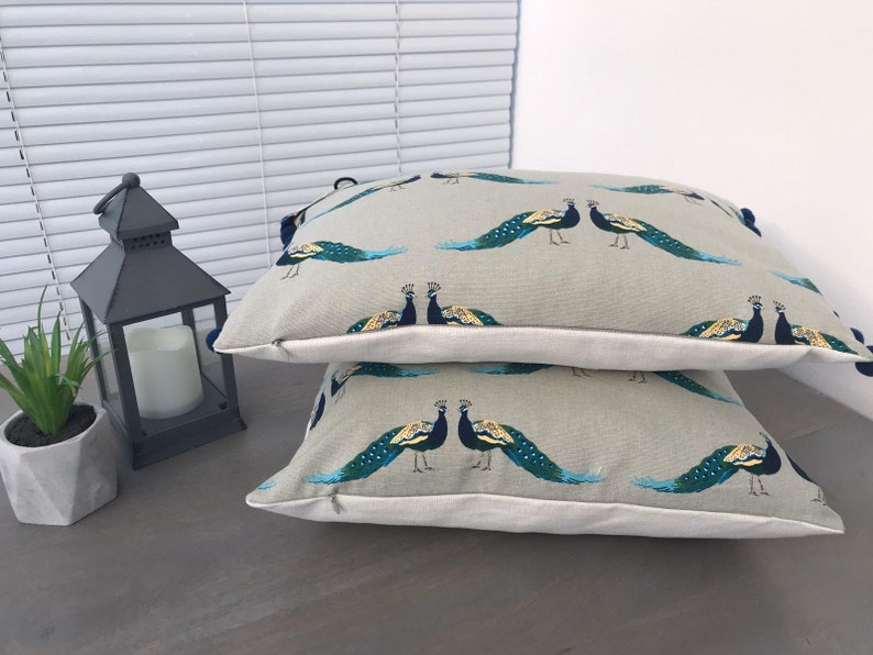 Sophie Allport 'peacocks' Fabric Handmade Cushion Etsy UK