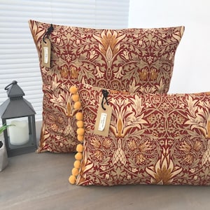 William Morris Snakeshead Claret/Gold Handmade Cushion Covers