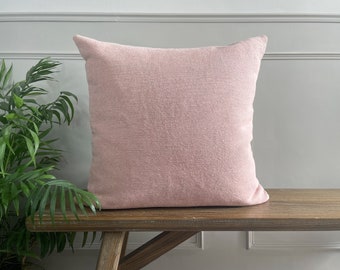 NINA - Dusky Pink Plain Linen Modern Farmhouse Cushion Covers