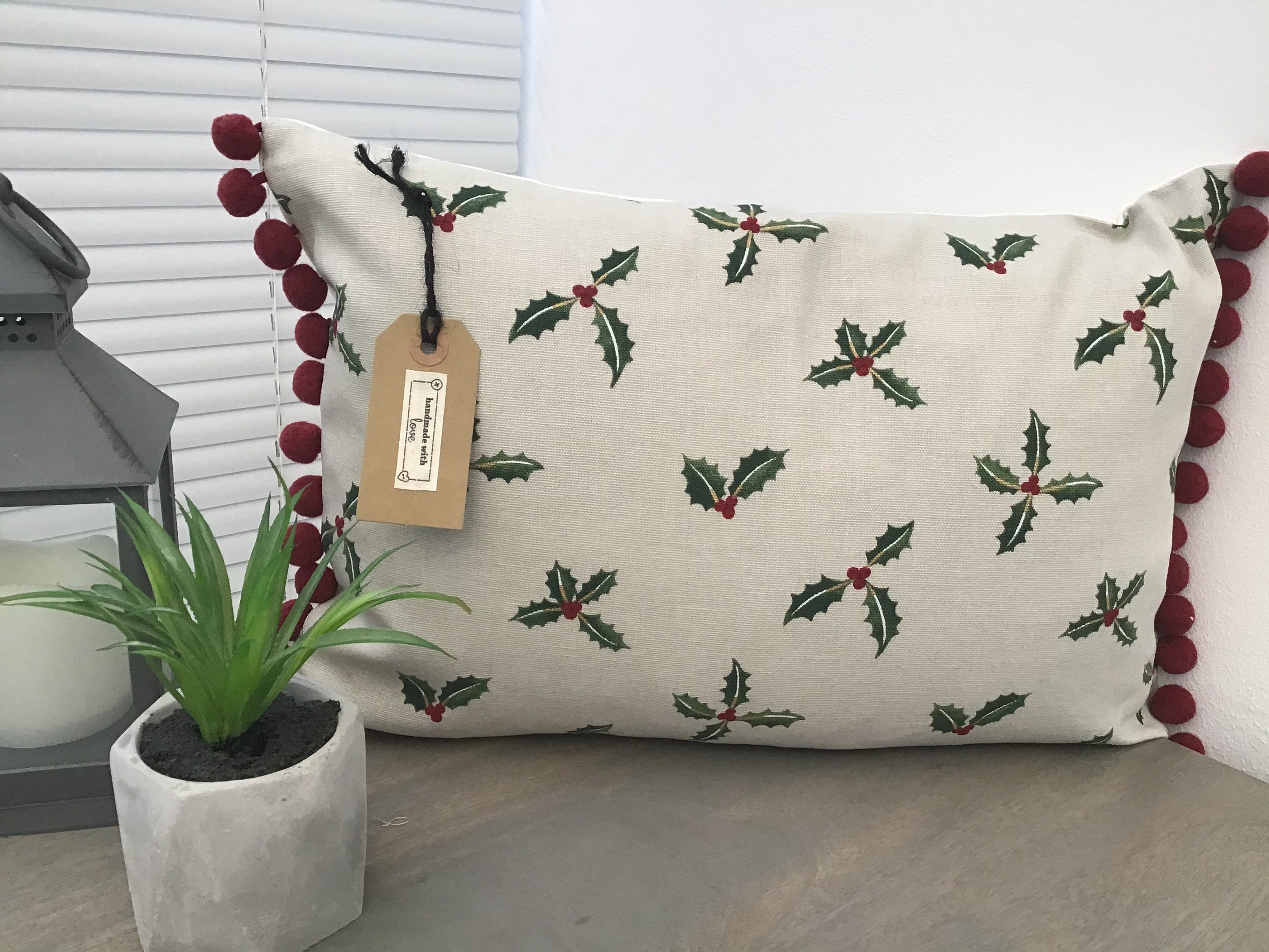 Sophie Allport christmas Holly & Berry Handmade Cushion Etsy