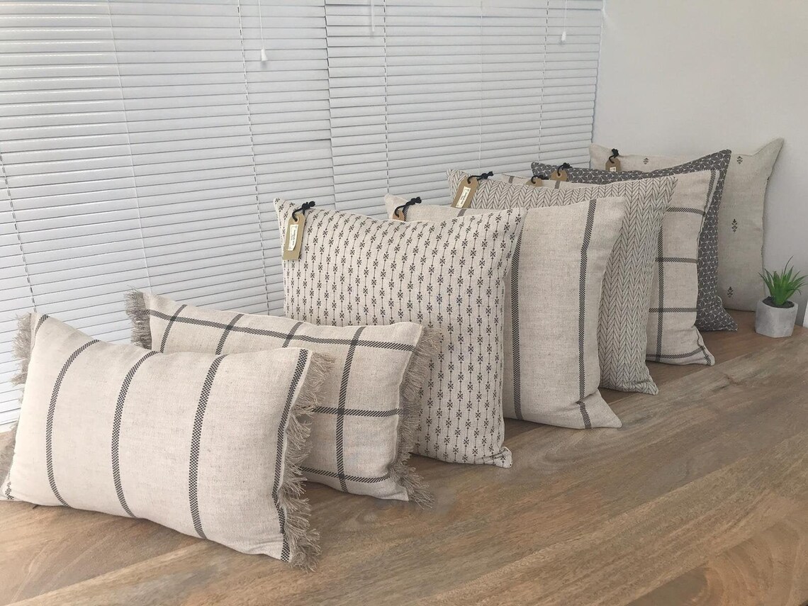 Linen Modern Farmhouse Cushion Covers Etsy Canada