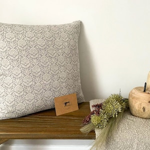 MAYA - Grey Abstract Pattern Linen Modern Farmhouse Cushion Covers
