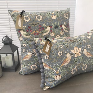 William Morris Strawberry Thief Blue Handmade Cushion Covers