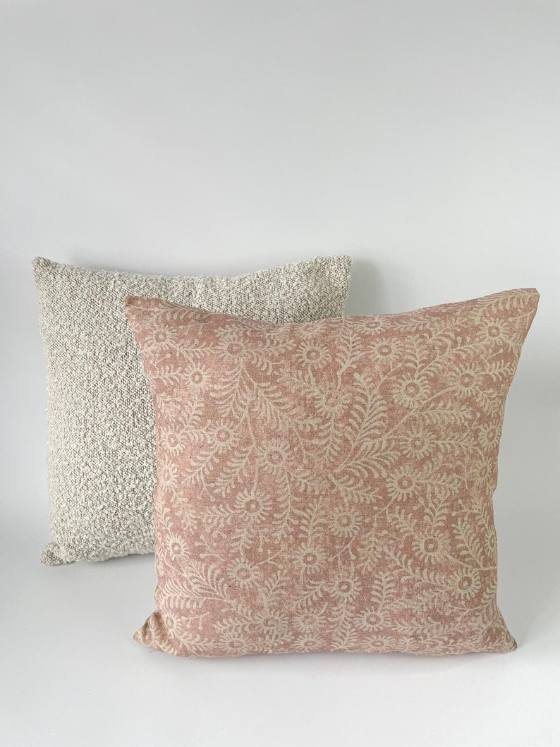 Neptune 'Orla' Apricot Thistle Pattern Fabric Handmade Cushion Covers zdjęcie 1