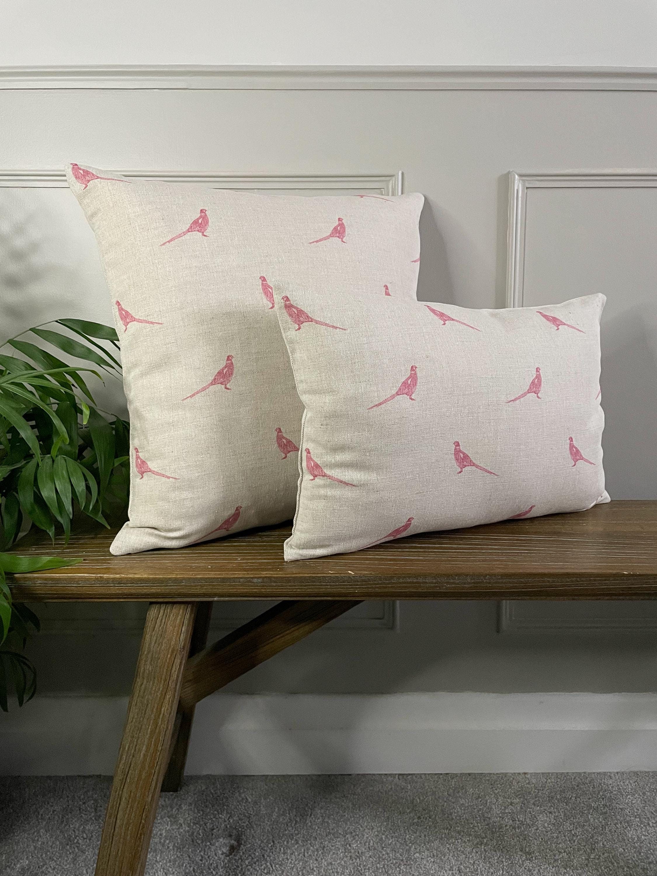 PHEASANT - Red Bird Pattern Linen Modern Farmhouse Cushion Covers
