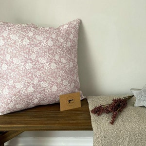 PEONY - Pink Floral Linen Modern Farmhouse Cushion Covers