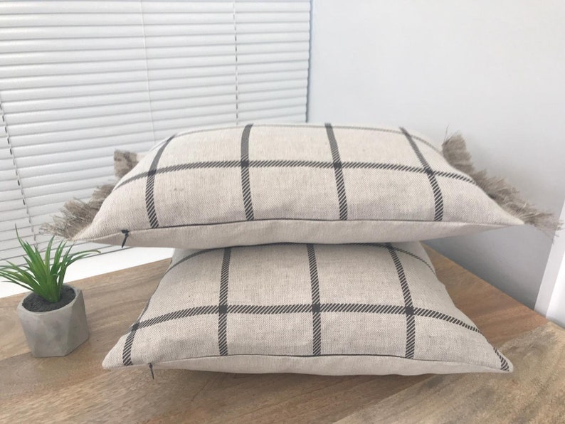 Linen Modern Farmhouse Cushion Covers Etsy UK