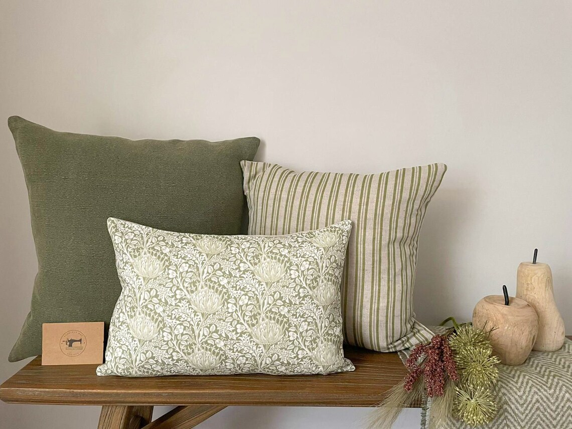 Green Cushion Bundle 3 X Linen Cushion Covers Etsy UK