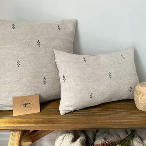 FLEUR - Charcoal Pattern Linen Modern Farmhouse Cushion Covers
