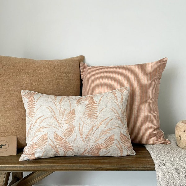 Rust Orange Autumnal Cushion Bundle: 3 x Linen Cushion Covers