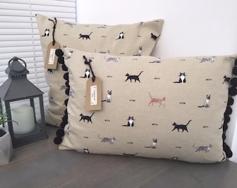 Sophie Allport 'Purrfect' Katzen Stoff Handgefertigte Kissenbezüge