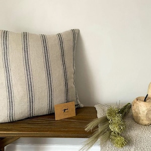 PIPER - Charcoal Stripe Linen Modern Farmhouse Cushion Covers
