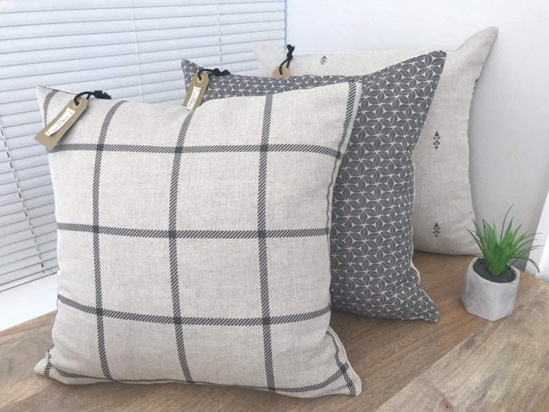 Linen Modern Farmhouse Cushion Covers Etsy UK