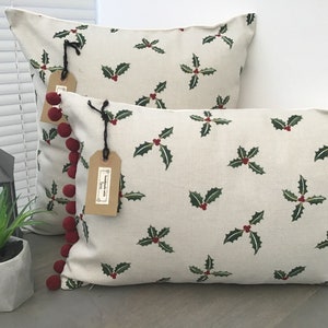 Sophie Allport ‘Christmas Holly & Berry’ Handmade Cushion Covers