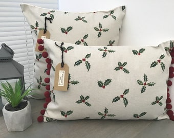 Sophie Allport ‘Christmas Holly & Berry’ Handmade Cushion Covers