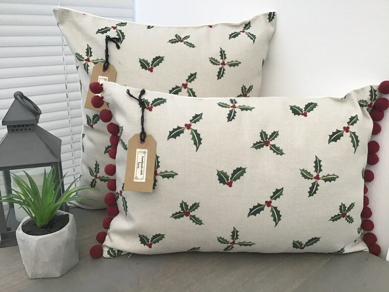Sophie Allport christmas Holly & Berry Handmade Cushion Etsy UK