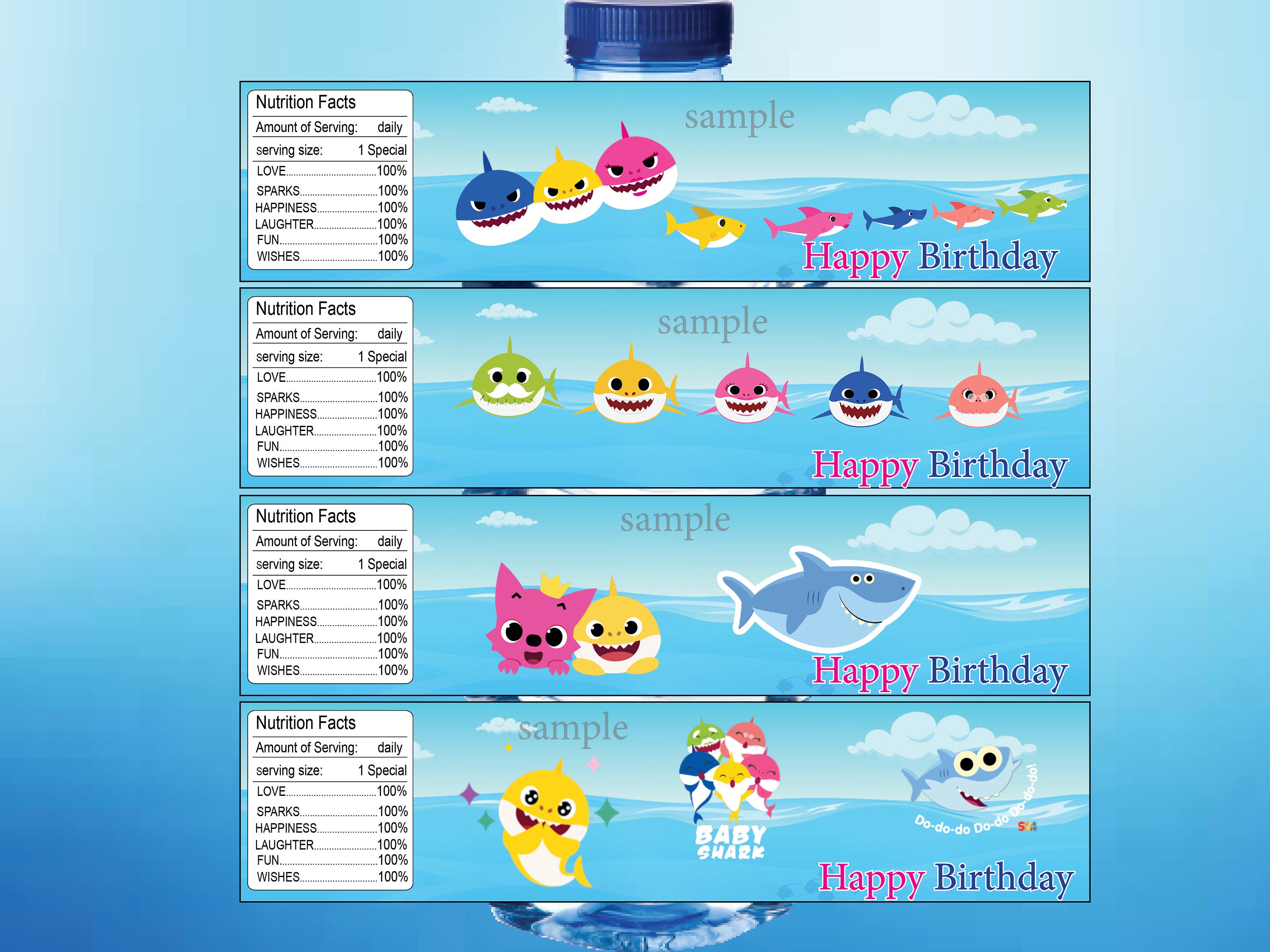 baby sharks water bottle labels baby sharks party baby etsy