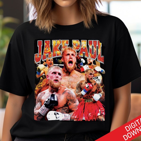 Jake Paul Boxing Tshirt Design, PNG Digital Download, Vintage 90s Boxing TShirt, Boxing Streetwear T-Shirt, Boxing Sublimation Download.