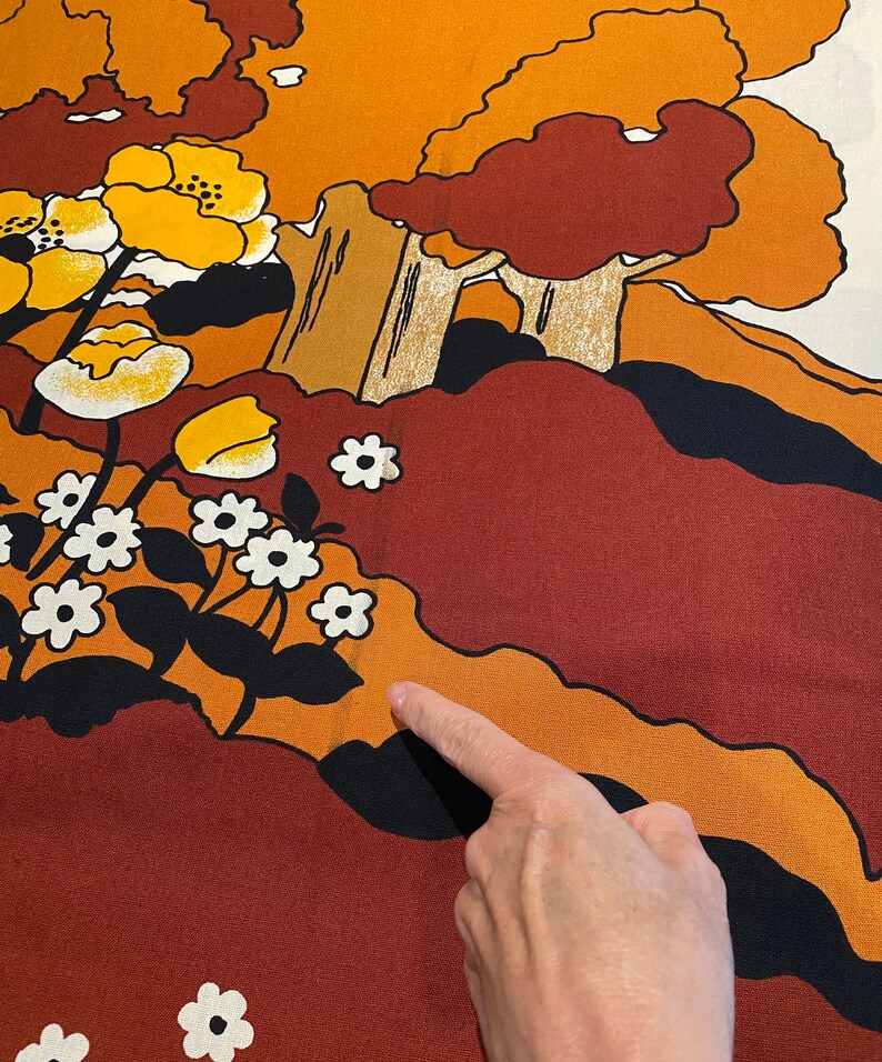 70s Finlayson Fabric, Scandinavian Textiles, Pop Art Decor, Nature