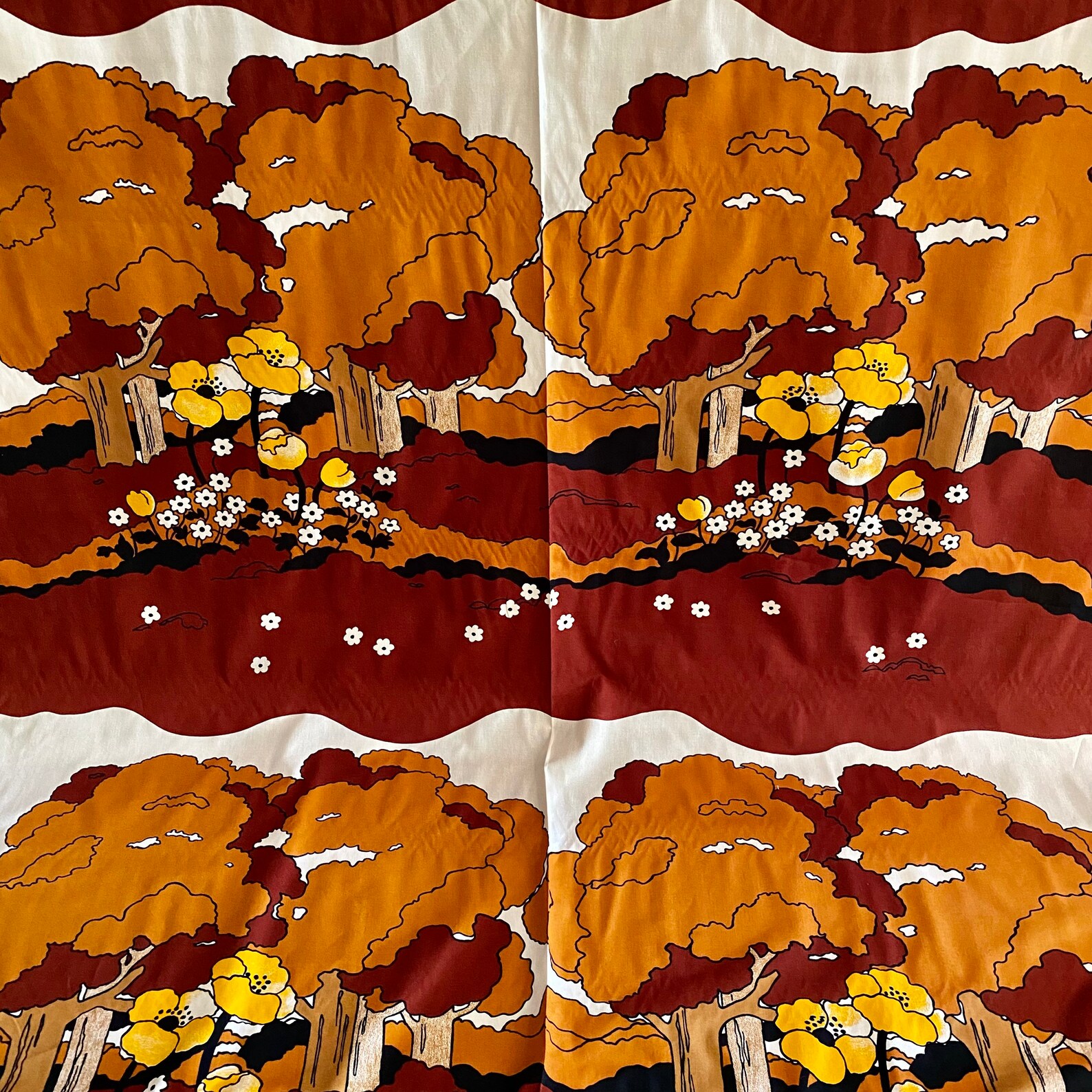 70s Finlayson Fabric, Scandinavian Textiles, Pop Art Decor, Nature