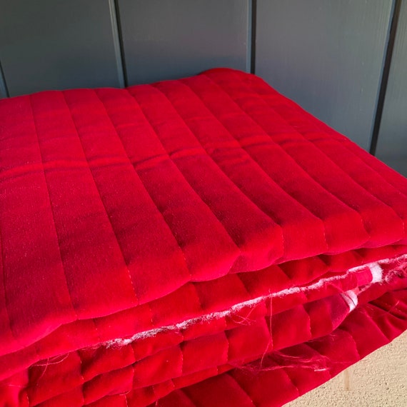 Vintage Quilted Velvet Fabric Red Velvet Yardage Quilted Etsy