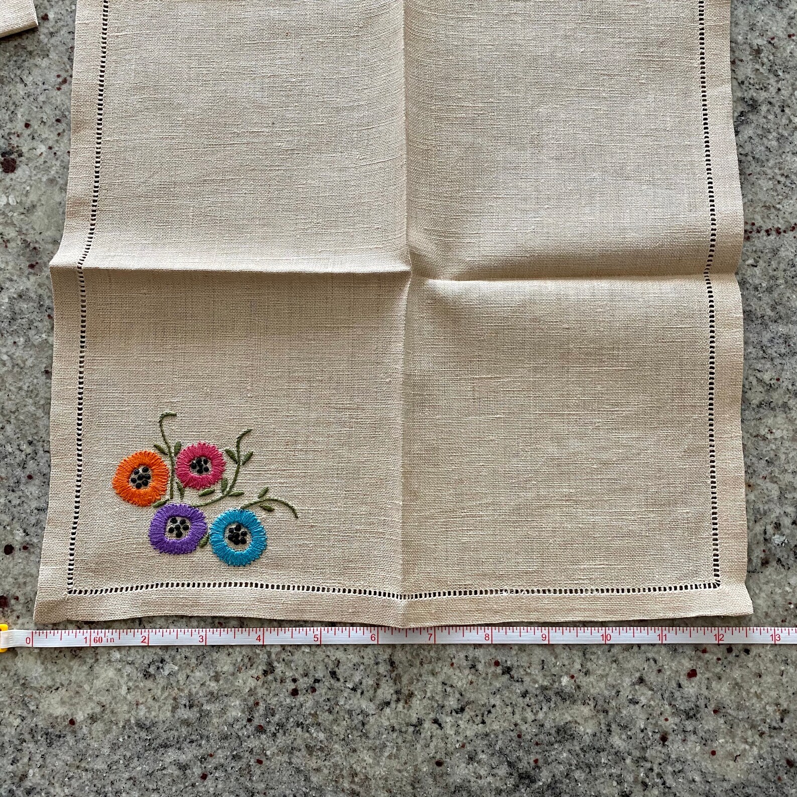 Embroidered Linen Napkins Set of Four Floral Cocktail Etsy