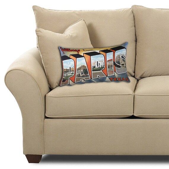 Paris Texas Tx Pillow Vintage Greetings From Large Letter Etsy
