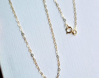 Extra Light 9ct Gold Chain, 1.2mm wide | Fine Trace Chain Necklace