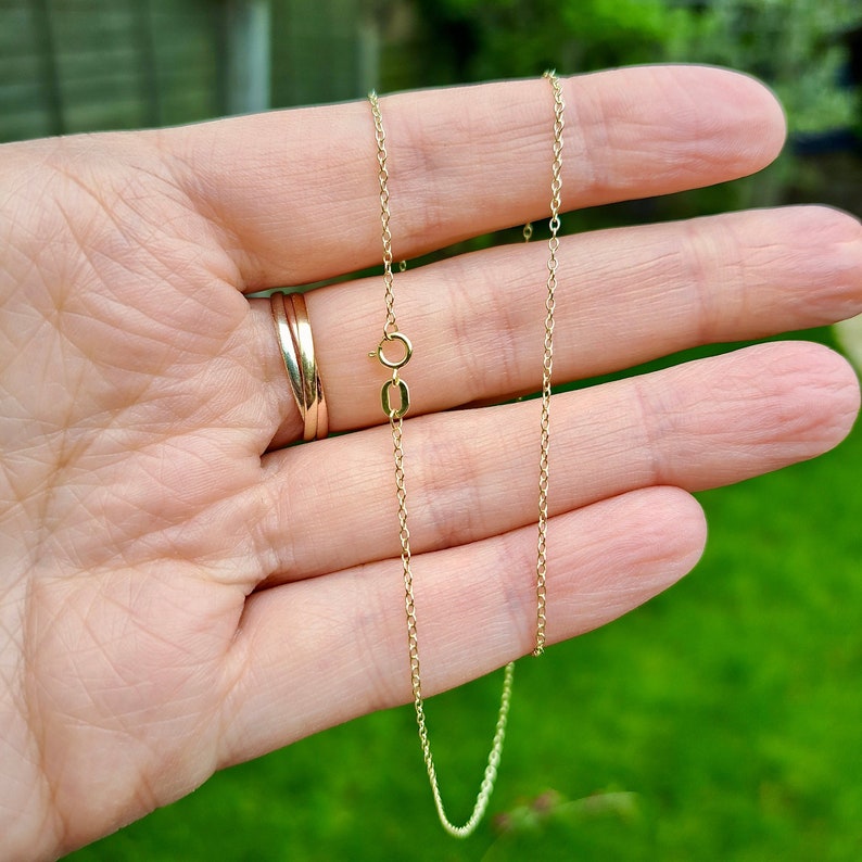 Delicate 9ct Gold Chain, Trace Chain Necklace, 1.2mm wide image 3
