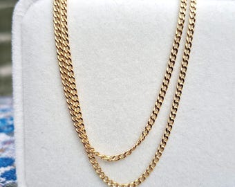 Flache Panzerkette aus 9-karätigem Gold, 1,8 mm breit