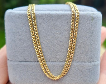 Solid 9ct Yellow Gold Curb Chain Necklace, 1.8mm, 16 18 20 inches