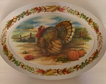 Vintage Brookpark 1521 melamine Thanksgiving turkey platter