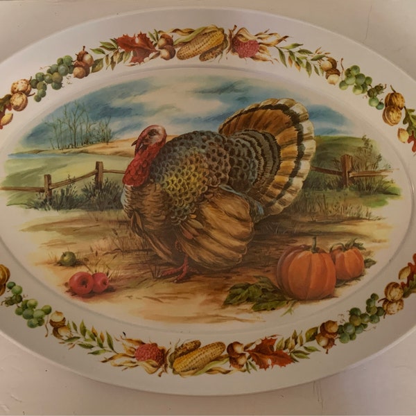 Vintage Brookpark 1521 melamine Thanksgiving turkey platter