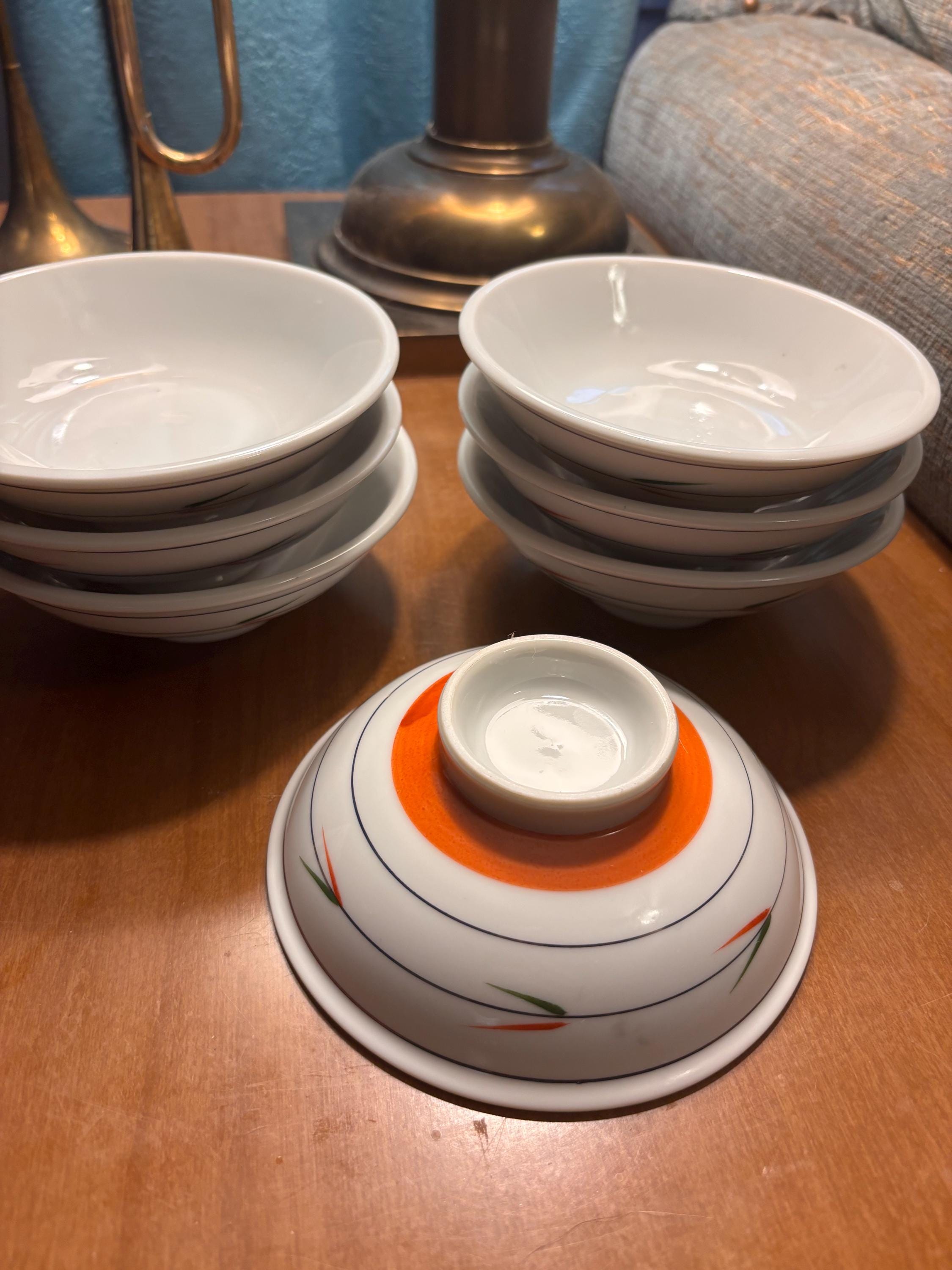 Vintage Orange and White Japanese Bowl - Etsy
