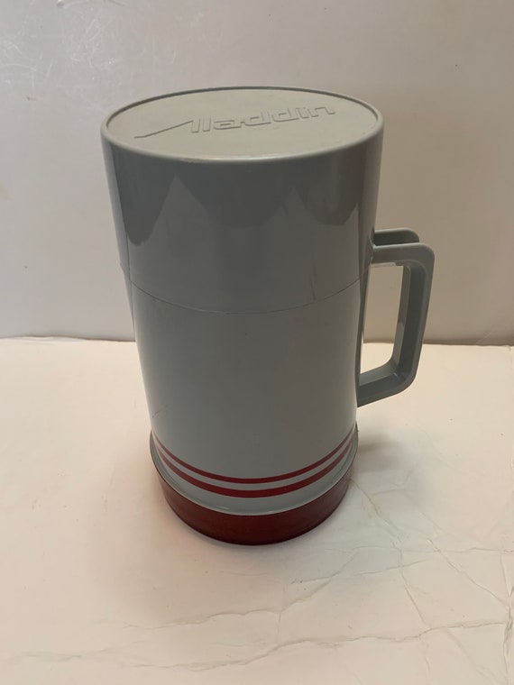 Vintage 1980s Aladdin gray and maroon thermos - image 2