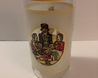 Vintage 1980s Christmas Carol glass canister