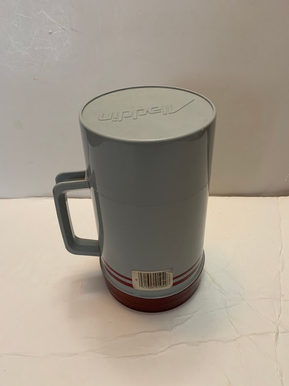 Vintage 1980s Aladdin gray and maroon thermos - image 3