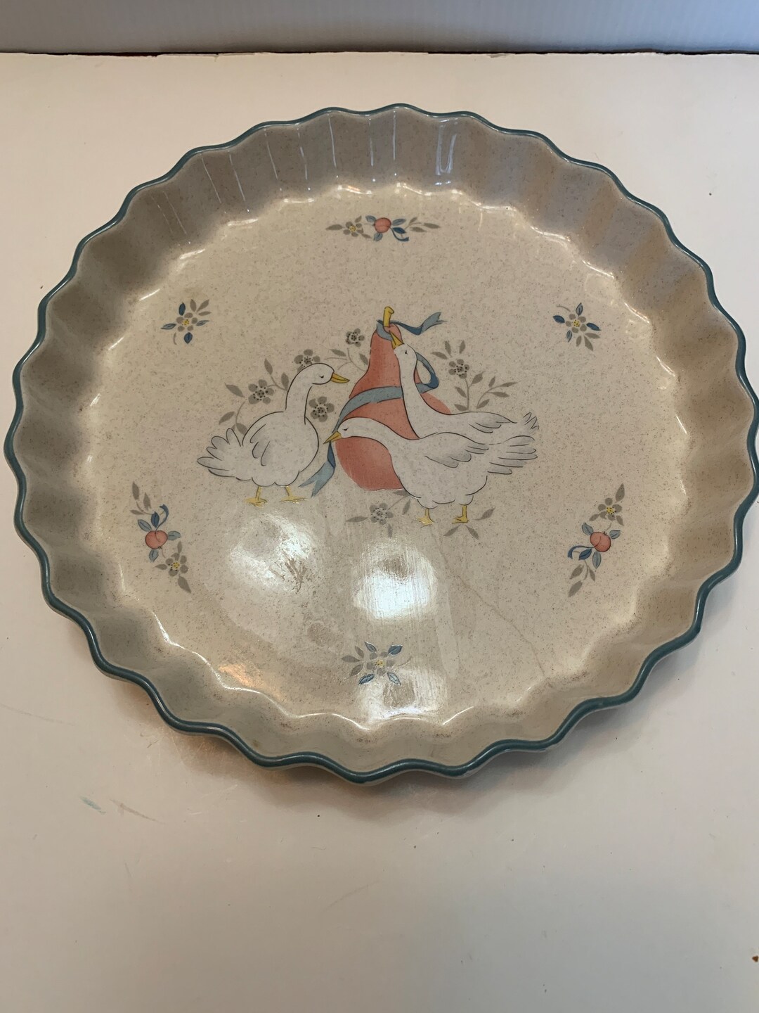1980s Vintage Marmalade 10 International Stoneware Geese Deep Pie Dish