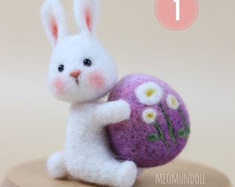 Easter egg needle felting, easter rabbit