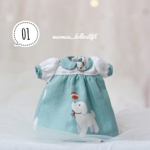 Doll dress, puppy fabric (various style options)