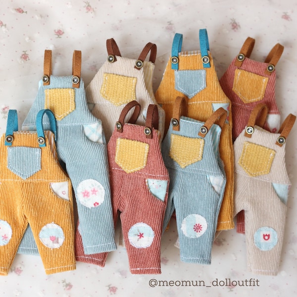 A set of colorful overall with t-shirt for doll