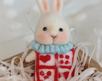 White Rabbit Alice in Wonderland, felted bunny, mini bunny