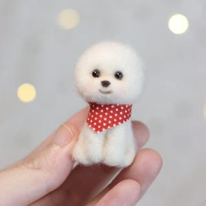 Needle felted Bichon Frise, gift for dog lover