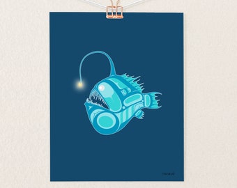 Northwest Coast Tlingit Angler Fish Art Print | Living Room, Nursery, Classroom, Office Wall Decor By Alaska Native Artist Nick Alan Foote