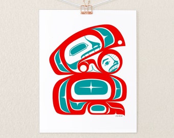 Tlingit Raven Holding the Moon Art Print | Living Room, Nursery, Kitchen, bedroom Decor By Alaska Native Artist Nick Alan Foote