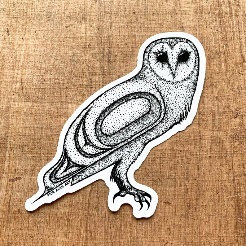 Barn Owl Vinyl Sticker Decal for Laptops and Car Windows by Etsy