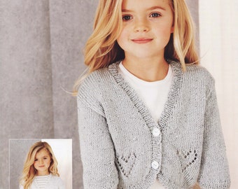 Childrens cardigan knitting pattern pdf cardigan in stars with hearts to fit sizes 2-11 yrs 22-30" DK download