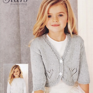 Childrens cardigan knitting pattern pdf cardigan in stars with hearts to fit sizes 2-11 yrs 22-30" DK download