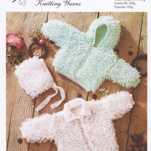 Breipatroon baby pdf loopy vest met capuchon en muts 14-24" DK download